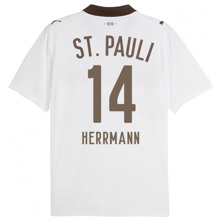 Danxen Kvinnor Mats Herrmann #14 Vit Röd Bortatröja Matchtröjor 2025/26 Tröjor T-Tröja