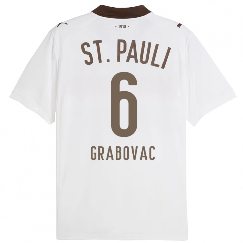 Danxen Kvinnor Danijel Grabovac #6 Vit Röd Bortatröja Matchtröjor 2025/26 Tröjor T-Tröja
