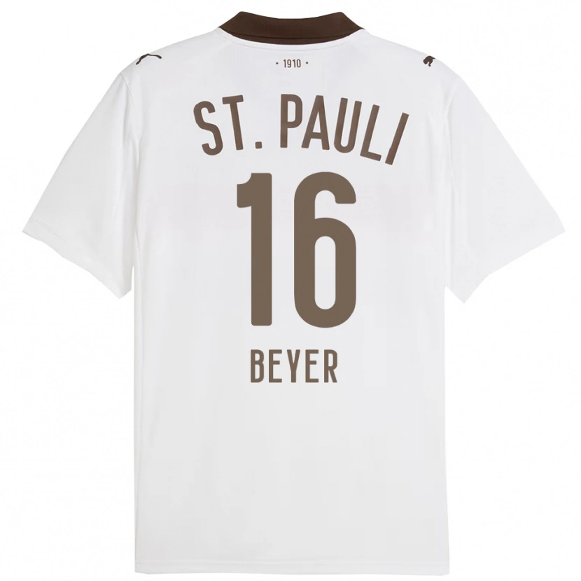 Danxen Kvinnor Lasse Beyer #16 Vit Röd Bortatröja Matchtröjor 2025/26 Tröjor T-Tröja