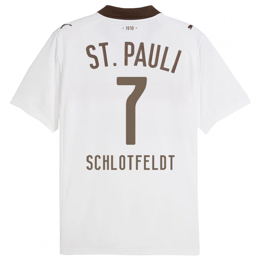 Danxen Kvinnor Tim Schlotfeldt #7 Vit Röd Bortatröja Matchtröjor 2025/26 Tröjor T-Tröja