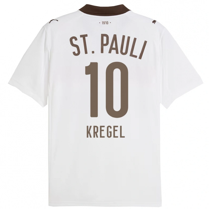 Danxen Kvinnor Mareike Kregel #10 Vit Röd Bortatröja Matchtröjor 2025/26 Tröjor T-Tröja