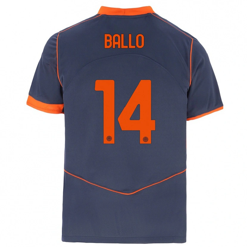 Danxen Kvinnor Lamine Ballo #14 Grå Orange Tredjesatsen Matchtröjor 2025/26 Tröjor T-Tröja