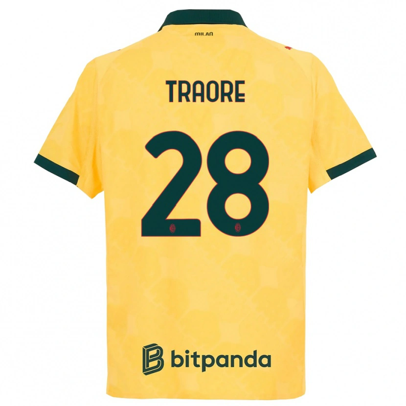 Danxen Kvinnor Chaka Traorè #28 Gul Svart Tredjesatsen Matchtröjor 2025/26 Tröjor T-Tröja