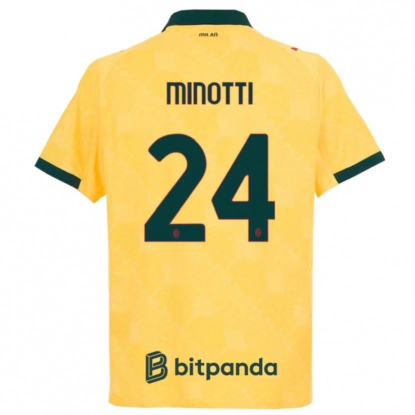 Danxen Kvinnor Gabriele Minotti #24 Gul Svart Tredjesatsen Matchtröjor 2025/26 Tröjor T-Tröja