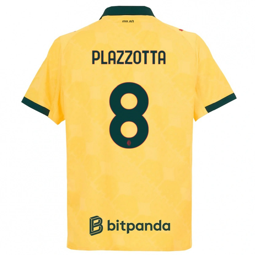 Danxen Kvinnor Filippo Plazzotta #8 Gul Svart Tredjesatsen Matchtröjor 2025/26 Tröjor T-Tröja