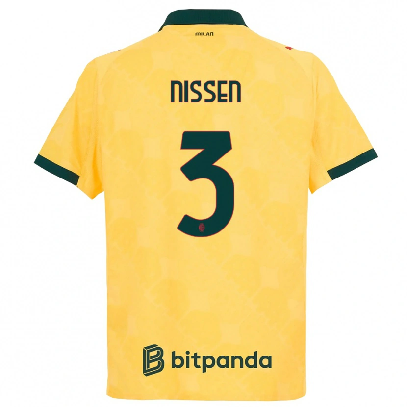 Danxen Kvinnor Fredrik Nissen #3 Gul Svart Tredjesatsen Matchtröjor 2025/26 Tröjor T-Tröja