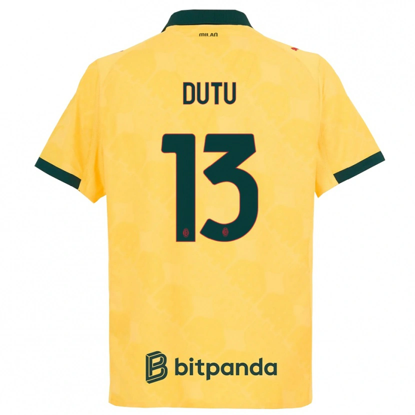 Danxen Kvinnor Matteo Duțu #13 Gul Svart Tredjesatsen Matchtröjor 2025/26 Tröjor T-Tröja