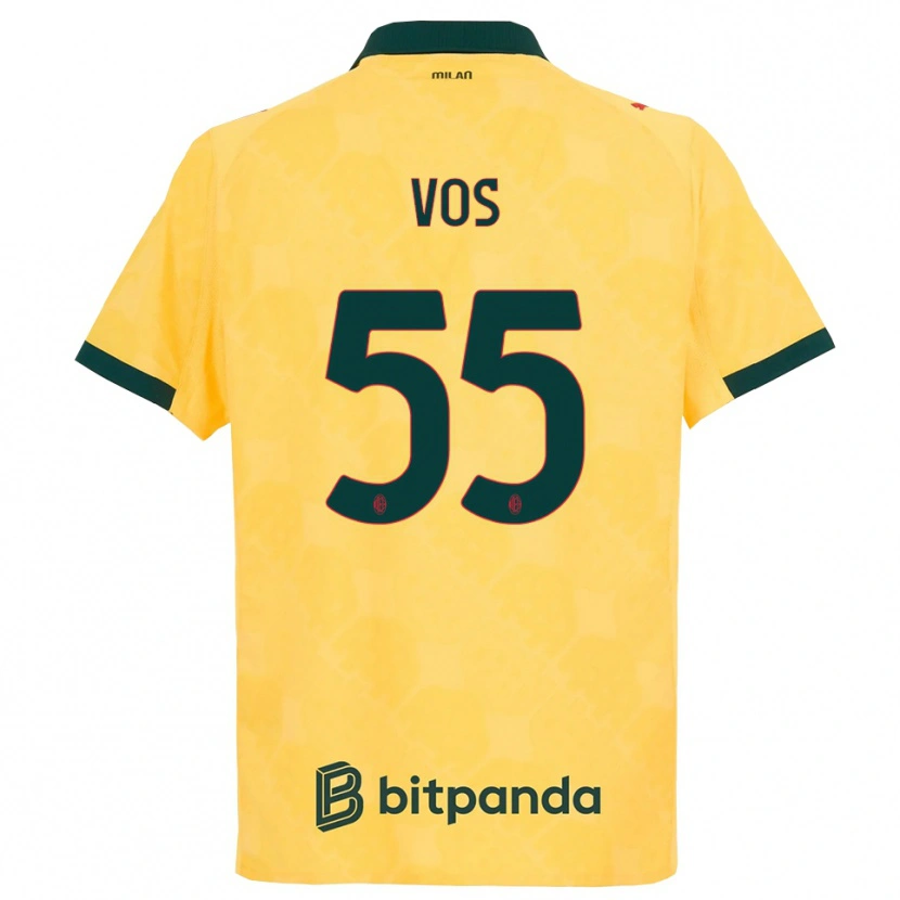 Danxen Kvinnor Silvano Vos #55 Gul Svart Tredjesatsen Matchtröjor 2025/26 Tröjor T-Tröja