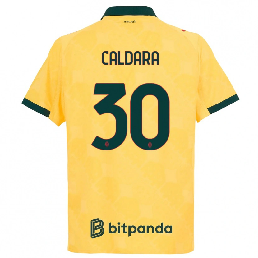 Danxen Kvinnor Mattia Caldara #30 Gul Svart Tredjesatsen Matchtröjor 2025/26 Tröjor T-Tröja