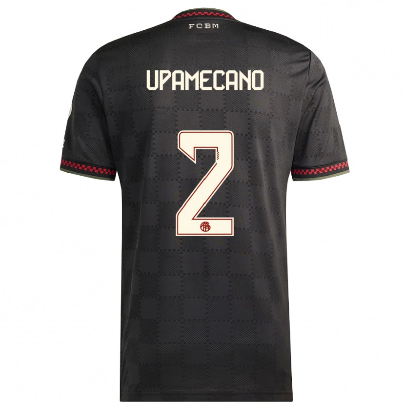 Danxen Kvinnor Dayot Upamecano #2 Svart Vit Tredjesatsen Matchtröjor 2025/26 Tröjor T-Tröja