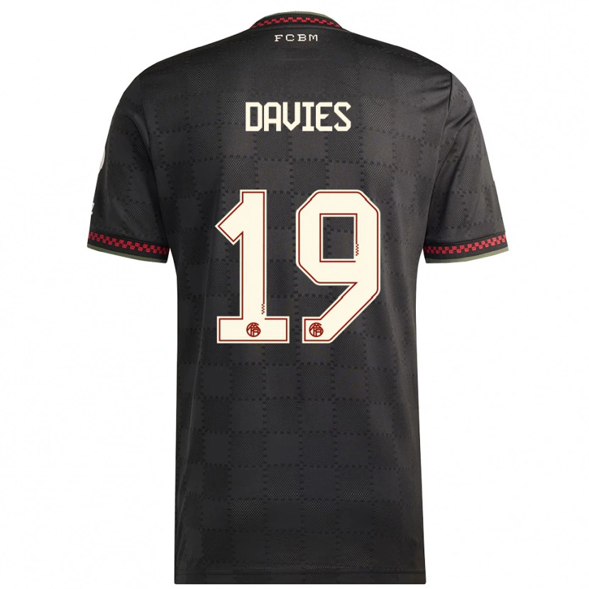 Danxen Kvinnor Alphonso Davies #19 Svart Vit Tredjesatsen Matchtröjor 2025/26 Tröjor T-Tröja
