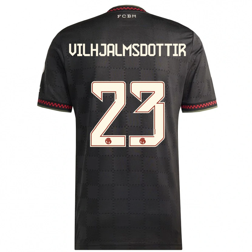 Danxen Kvinnor Karolina Lea Vilhjalmsdottir #23 Svart Vit Tredjesatsen Matchtröjor 2025/26 Tröjor T-Tröja