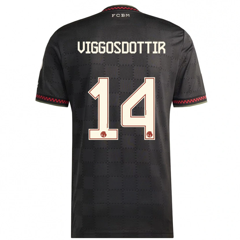 Danxen Kvinnor Glodis Perla Viggosdottir #14 Svart Vit Tredjesatsen Matchtröjor 2025/26 Tröjor T-Tröja