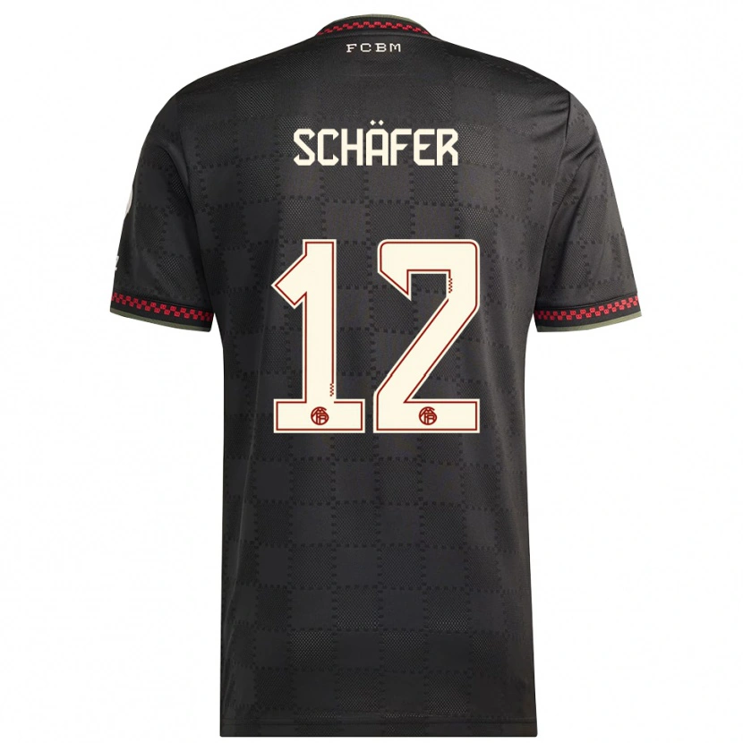 Danxen Kvinnor Luis Schäfer #12 Svart Vit Tredjesatsen Matchtröjor 2025/26 Tröjor T-Tröja