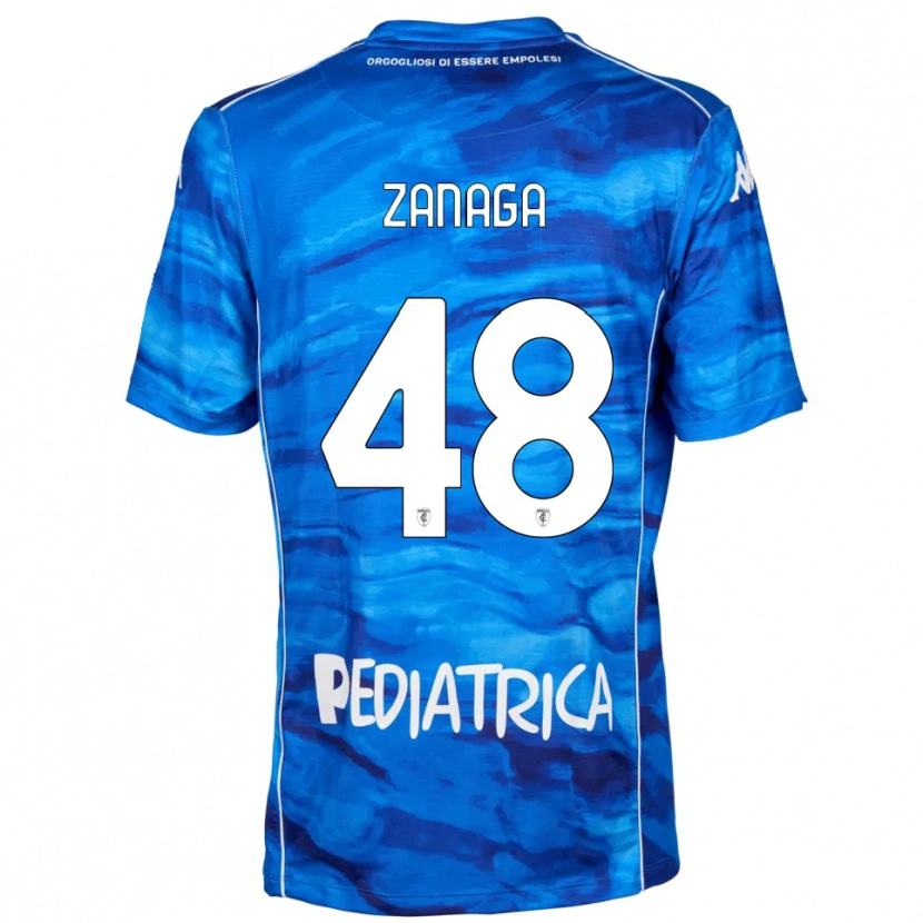 Danxen Barn Edoardo Zanaga #48 Blå Vit Hemmatröja Matchtröjor 2025/26 Tröjor T-Tröja
