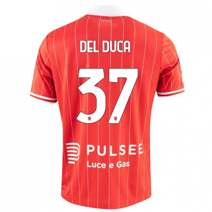 Danxen Barn Jacopo Del Duca #37 Röd Vit Hemmatröja Matchtröjor 2025/26 Tröjor T-Tröja