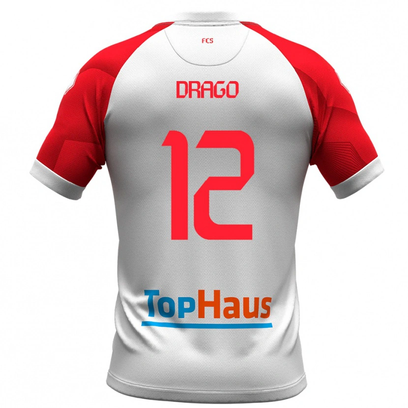Danxen Barn Giacomo Drago #12 Vitt Rött Hemmatröja Matchtröjor 2025/26 Tröjor T-Tröja