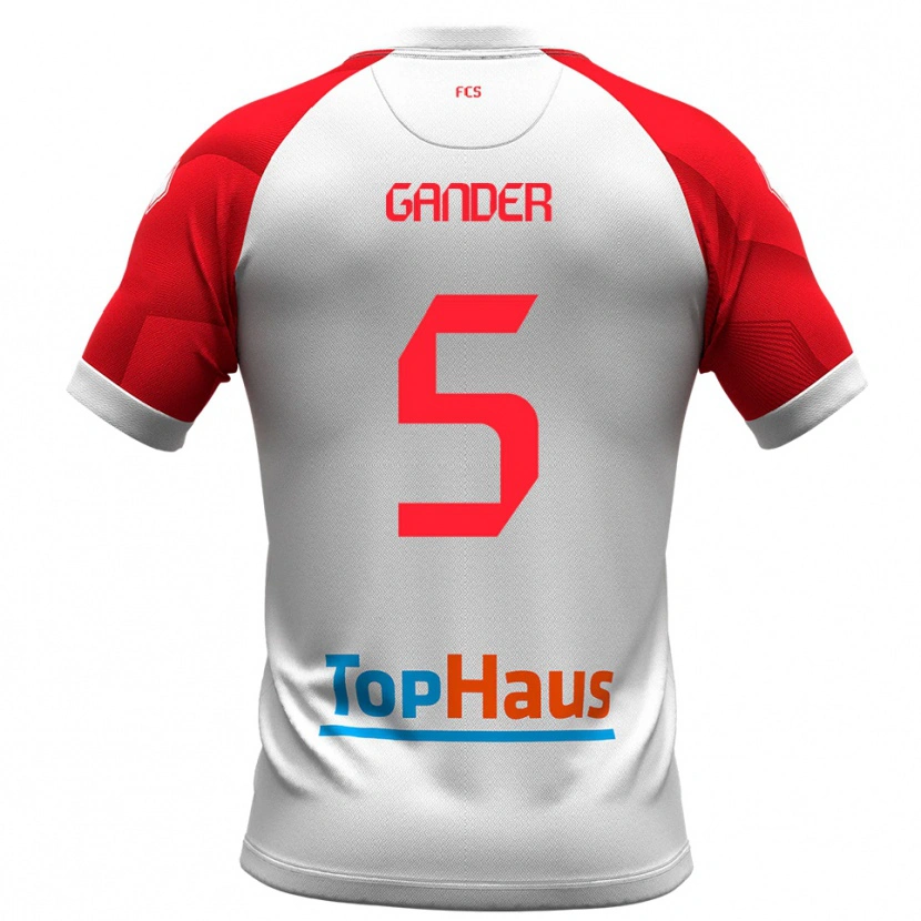 Danxen Barn Alexander Gander #5 Vitt Rött Hemmatröja Matchtröjor 2025/26 Tröjor T-Tröja