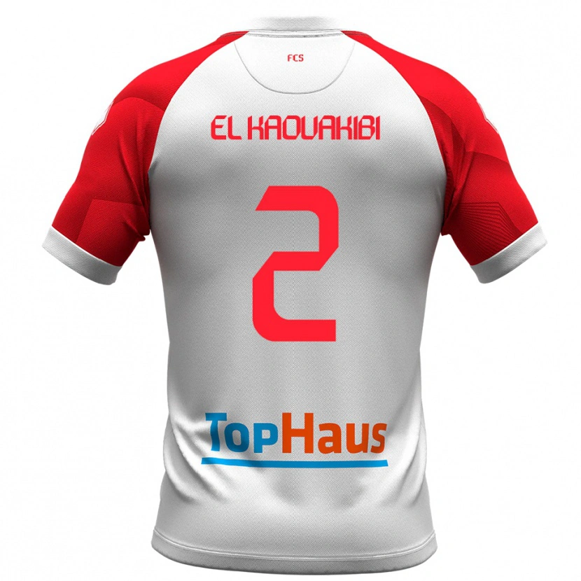 Danxen Barn Hamza El Kaouakibi #2 Vitt Rött Hemmatröja Matchtröjor 2025/26 Tröjor T-Tröja