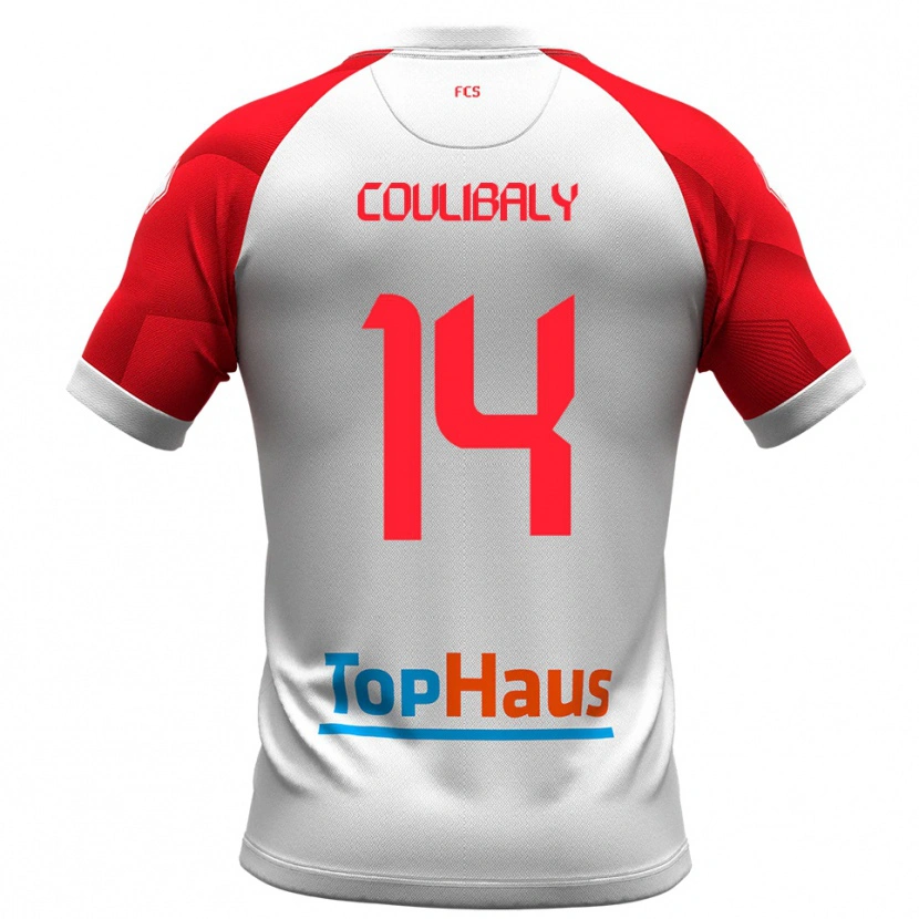 Danxen Barn Mamadou Coulibaly #14 Vitt Rött Hemmatröja Matchtröjor 2025/26 Tröjor T-Tröja