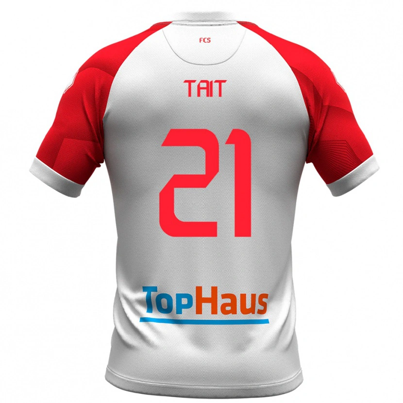 Danxen Barn Fabian Tait #21 Vitt Rött Hemmatröja Matchtröjor 2025/26 Tröjor T-Tröja