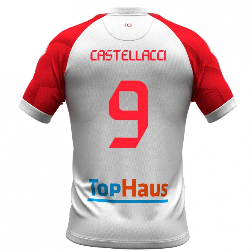 Danxen Barn Marco Castellacci #9 Vitt Rött Hemmatröja Matchtröjor 2025/26 Tröjor T-Tröja