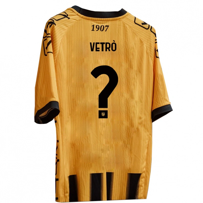 Danxen Barn Antonio Vetrò #0 Gult Svart Hemmatröja Matchtröjor 2025/26 Tröjor T-Tröja