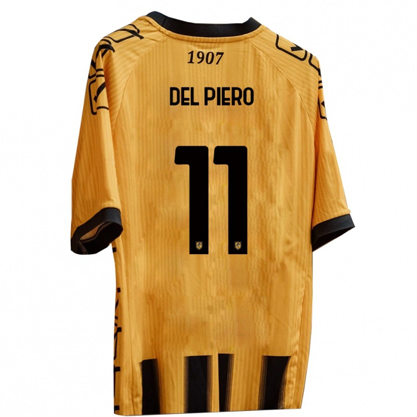 Danxen Barn Lorenzo Del Piero #11 Gult Svart Hemmatröja Matchtröjor 2025/26 Tröjor T-Tröja