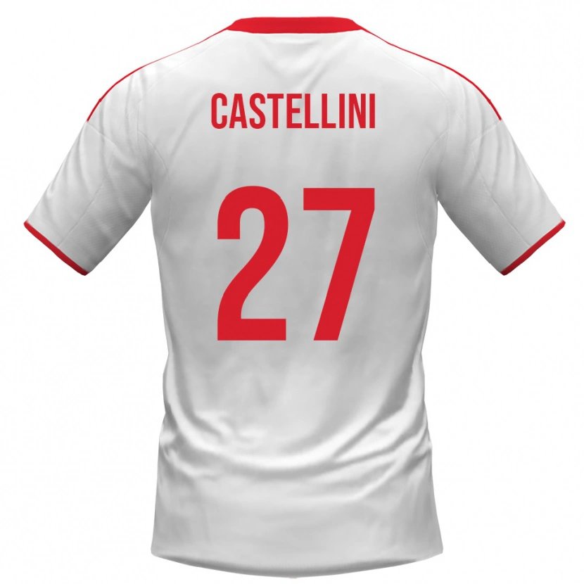 Danxen Barn Alessio Castellini #27 Vit Röd Hemmatröja Matchtröjor 2025/26 Tröjor T-Tröja