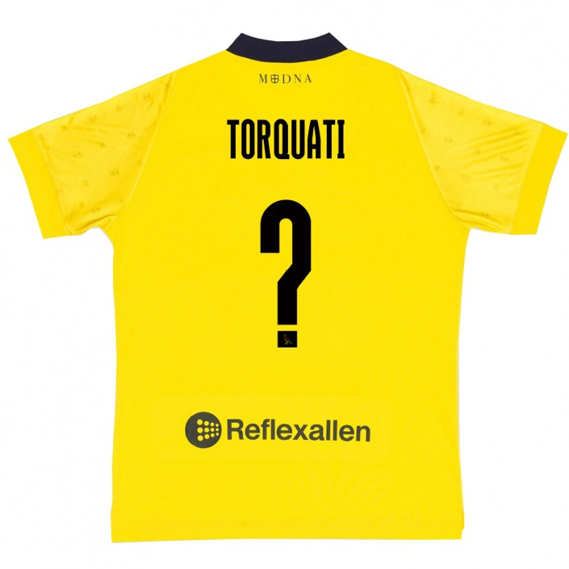 Danxen Barn Alessandro Torquati #0 Gul Marinblå Hemmatröja Matchtröjor 2025/26 Tröjor T-Tröja