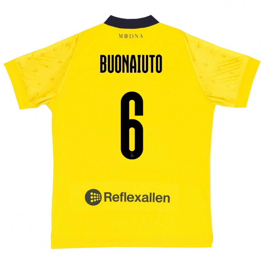 Danxen Barn Alessandro Buonaiuto #6 Gul Marinblå Hemmatröja Matchtröjor 2025/26 Tröjor T-Tröja