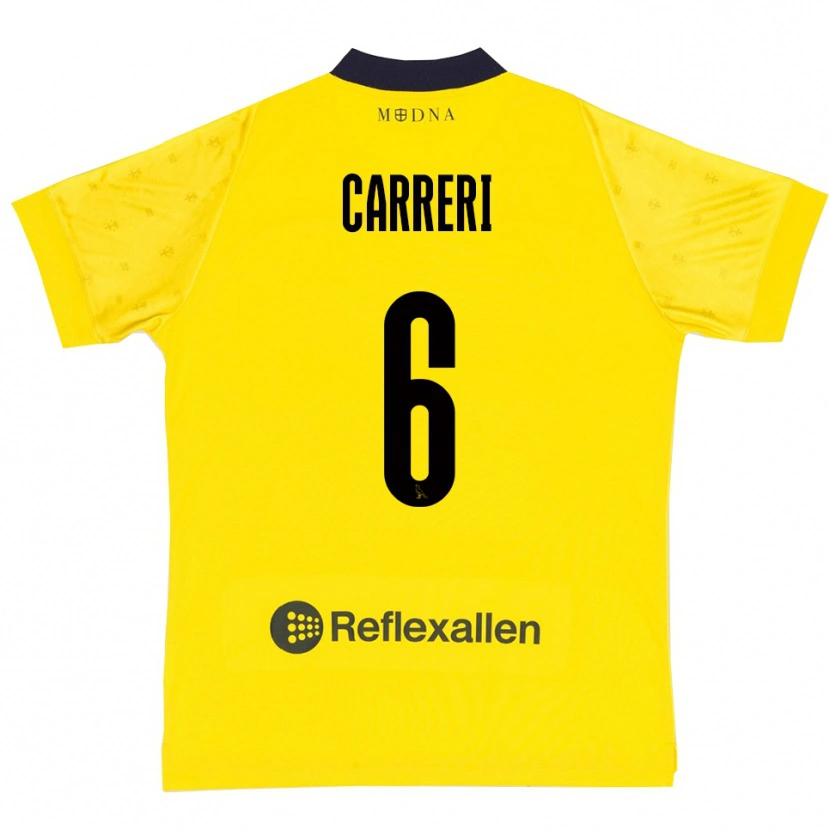 Danxen Barn Carlo Carreri #6 Gul Marinblå Hemmatröja Matchtröjor 2025/26 Tröjor T-Tröja