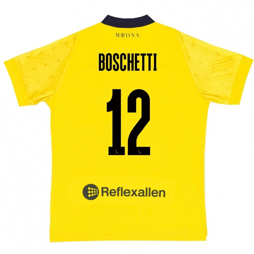Danxen Barn Matteo Boschetti #12 Gul Marinblå Hemmatröja Matchtröjor 2025/26 Tröjor T-Tröja