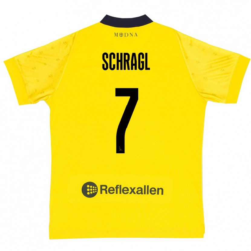 Danxen Barn Jakob Schragl #7 Gul Marinblå Hemmatröja Matchtröjor 2025/26 Tröjor T-Tröja