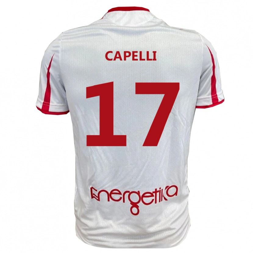Danxen Barn Alessandro Capelli #17 Vit Röd Hemmatröja Matchtröjor 2025/26 Tröjor T-Tröja