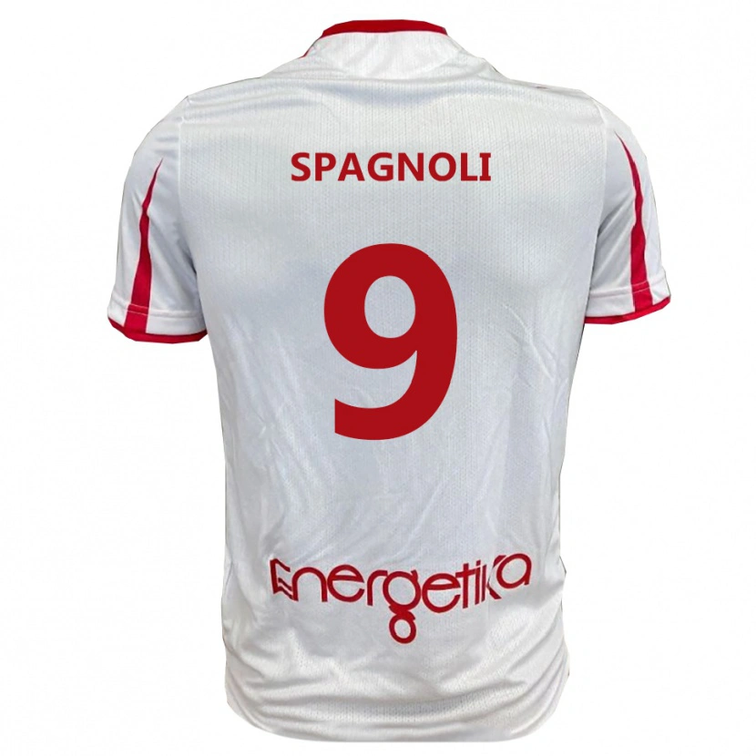 Danxen Barn Alberto Spagnoli #9 Vit Röd Hemmatröja Matchtröjor 2025/26 Tröjor T-Tröja