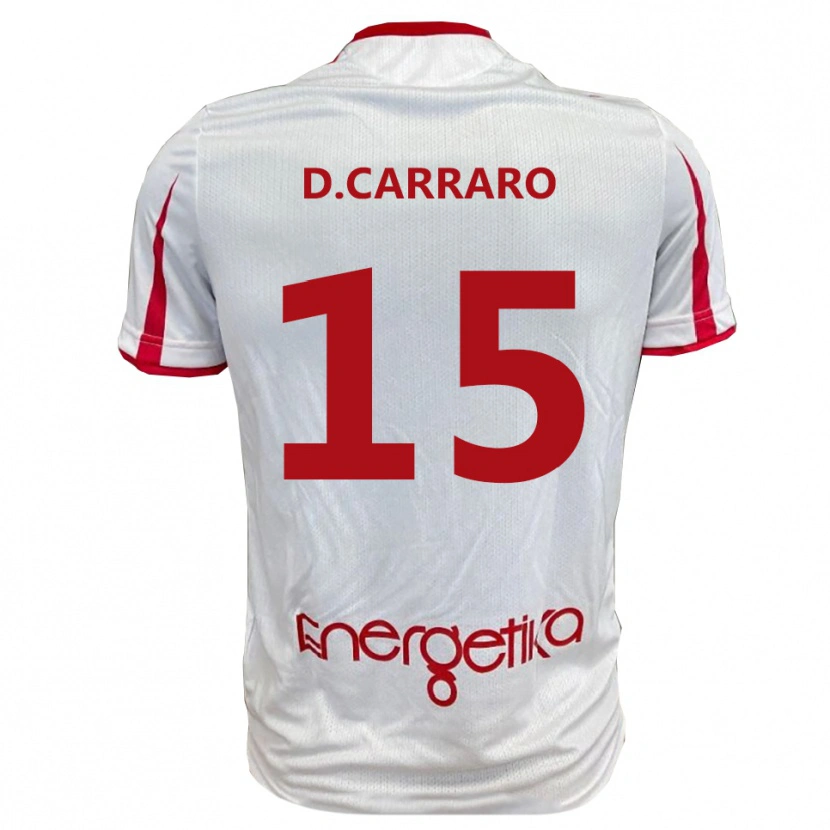 Danxen Barn Davide Carraro #15 Vit Röd Hemmatröja Matchtröjor 2025/26 Tröjor T-Tröja
