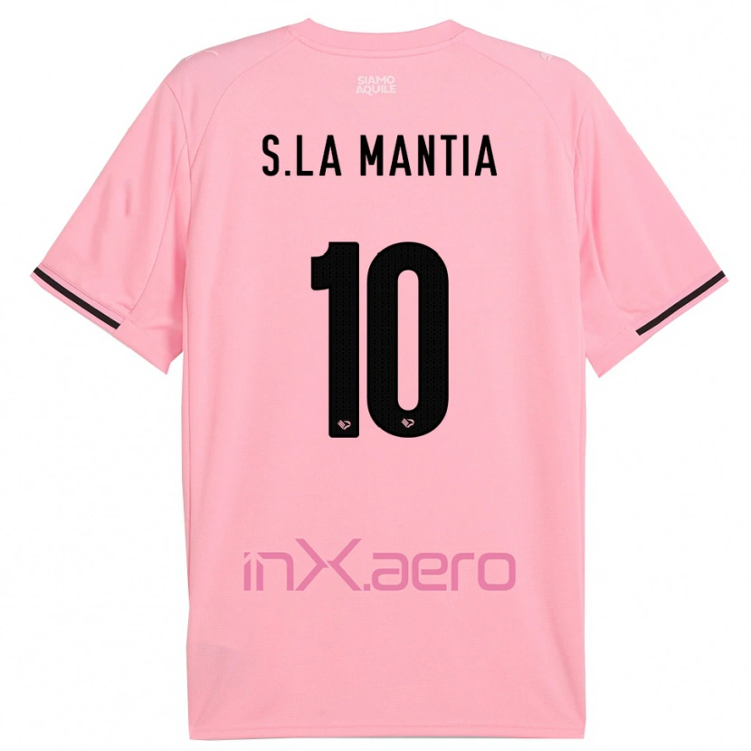 Danxen Barn Samuele La Mantia #10 Rosa Svart Hemmatröja Matchtröjor 2025/26 Tröjor T-Tröja