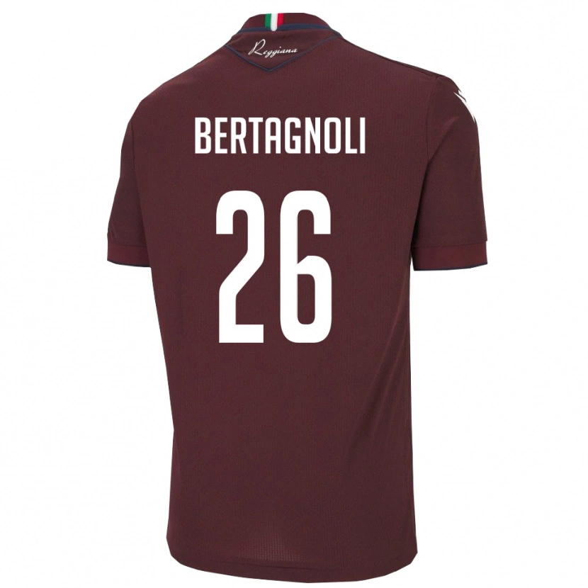 Danxen Barn Massimo Bertagnoli #26 Bourgogne Vitt Hemmatröja Matchtröjor 2025/26 Tröjor T-Tröja
