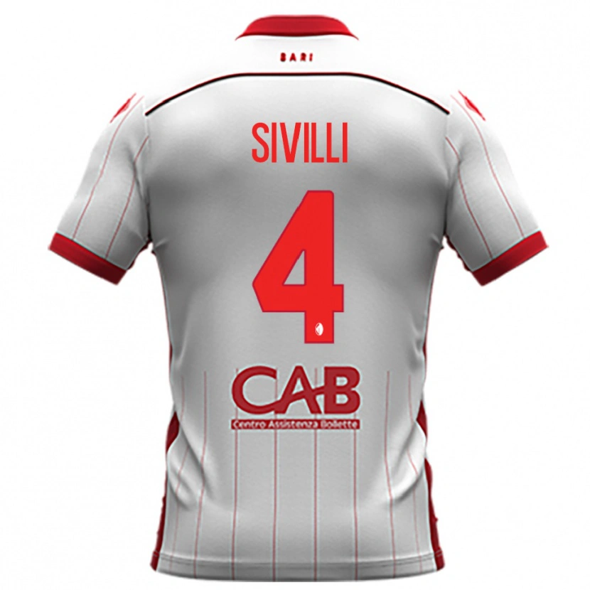 Danxen Barn Federico Sivilli #4 Vit Röd Hemmatröja Matchtröjor 2025/26 Tröjor T-Tröja