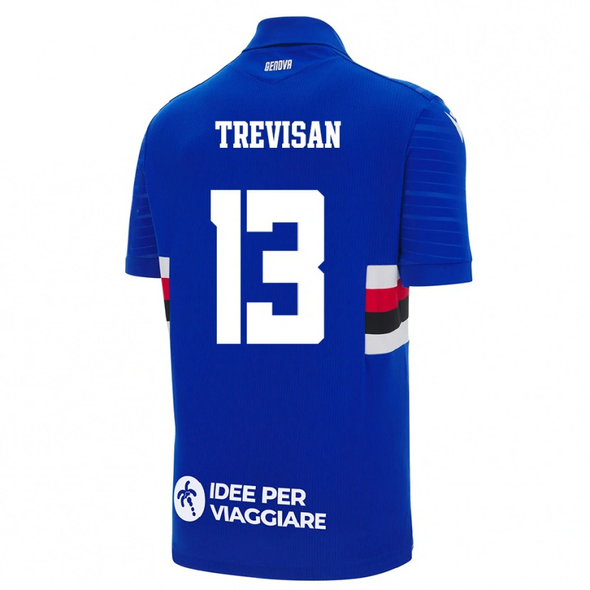 Danxen Barn Davide Trevisan #13 Blå Vit Hemmatröja Matchtröjor 2025/26 Tröjor T-Tröja
