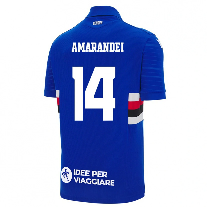 Danxen Barn Ștefan Amarandei #14 Blå Vit Hemmatröja Matchtröjor 2025/26 Tröjor T-Tröja