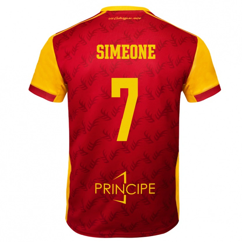 Danxen Barn Mattia Simeone #7 Gul Röd Hemmatröja Matchtröjor 2025/26 Tröjor T-Tröja