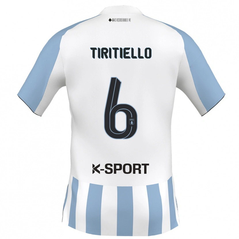 Danxen Barn Andrea Tiritiello #6 Vitt Himmelsblått Hemmatröja Matchtröjor 2025/26 Tröjor T-Tröja