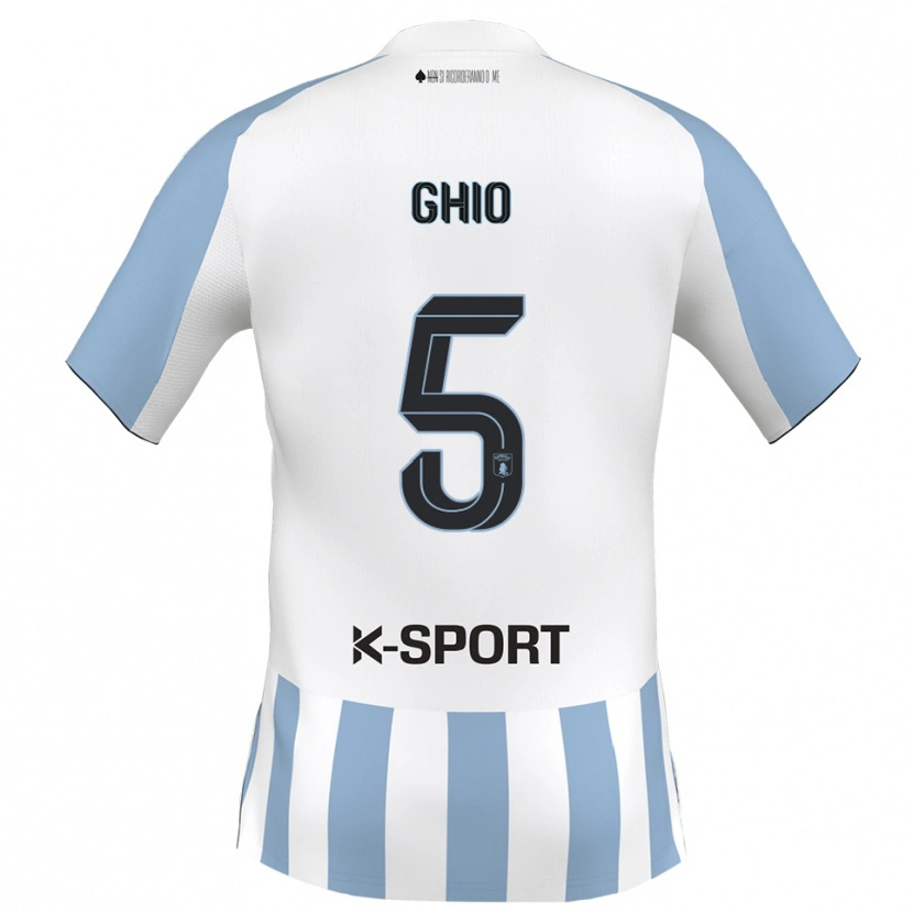 Danxen Barn Umberto Ghio #5 Vitt Himmelsblått Hemmatröja Matchtröjor 2025/26 Tröjor T-Tröja