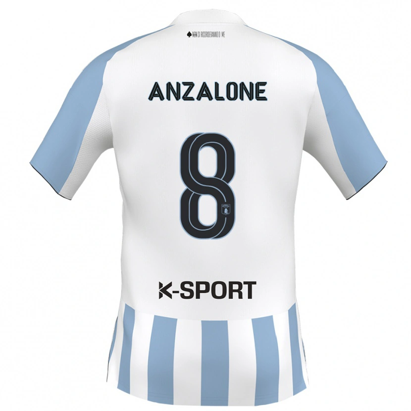 Danxen Barn Mattia Anzalone #8 Vitt Himmelsblått Hemmatröja Matchtröjor 2025/26 Tröjor T-Tröja