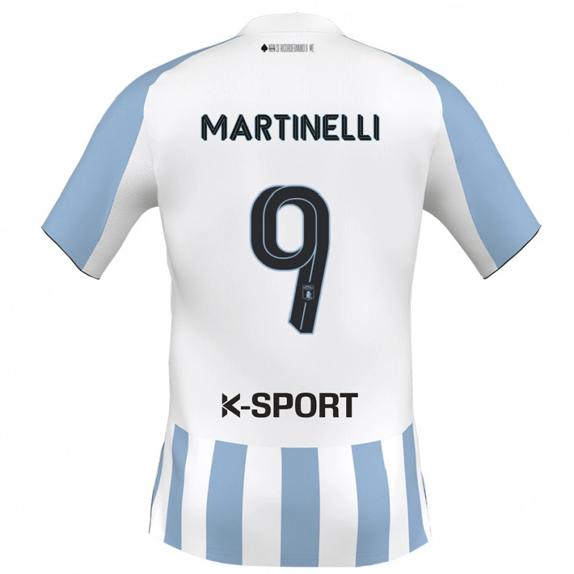Danxen Barn Riccardo Martinelli #9 Vitt Himmelsblått Hemmatröja Matchtröjor 2025/26 Tröjor T-Tröja