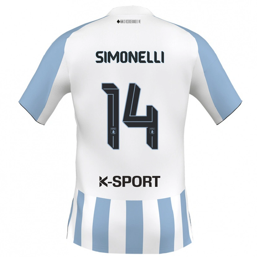 Danxen Barn Alessandro Simonelli #14 Vitt Himmelsblått Hemmatröja Matchtröjor 2025/26 Tröjor T-Tröja