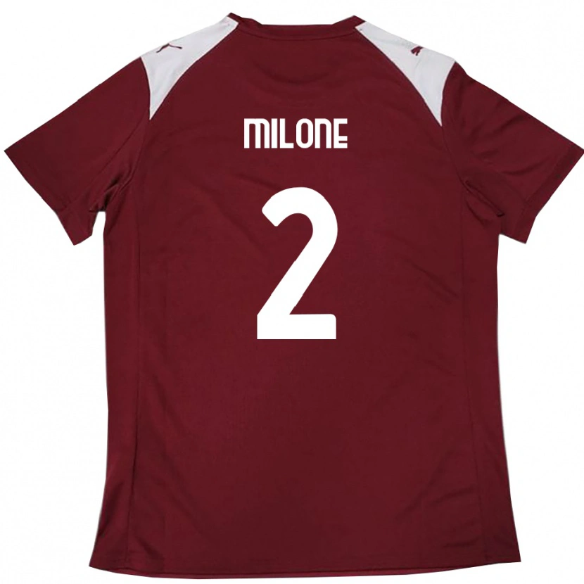 Danxen Barn Gabriele Milone #2 Vinröd Vit Hemmatröja Matchtröjor 2025/26 Tröjor T-Tröja