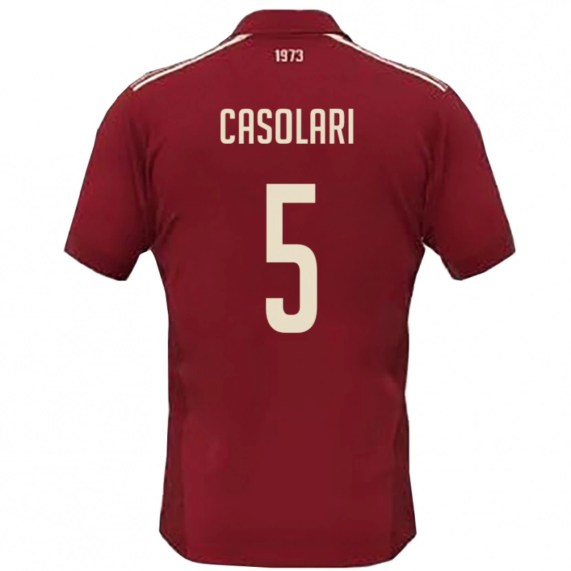 Danxen Barn Federico Casolari #5 Vinröd Vit Hemmatröja Matchtröjor 2025/26 Tröjor T-Tröja
